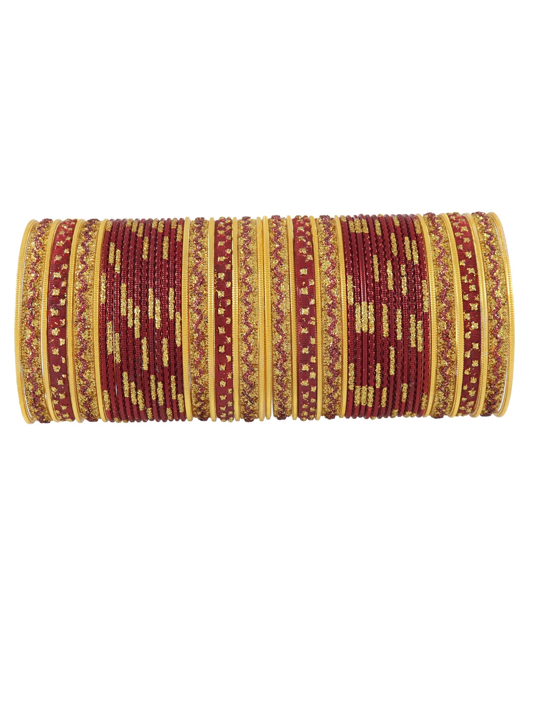 

NMII Set Of 52 Metal Glitter Coated Bangles, Maroon