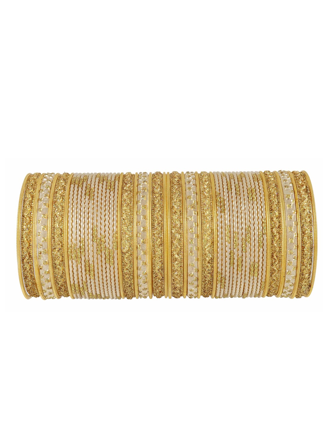 

NMII Set Of 52 Glitter Coated Metal Bangles, Gold