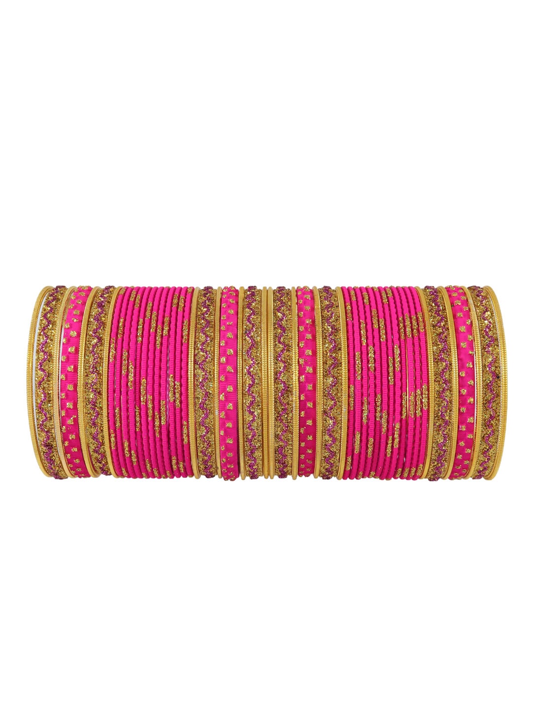 

NMII Set Of 52 Metal Glitter Coated Bangles, Gold