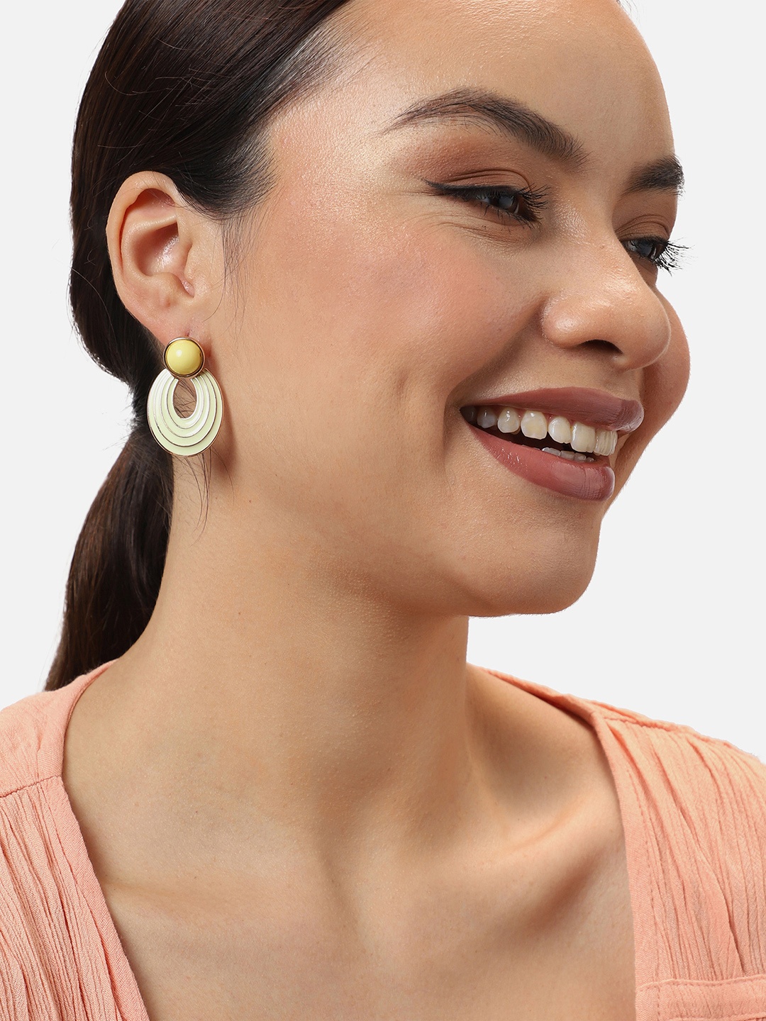 

SOHI Gold-Plated Contemporary Drop Earrings, Yellow