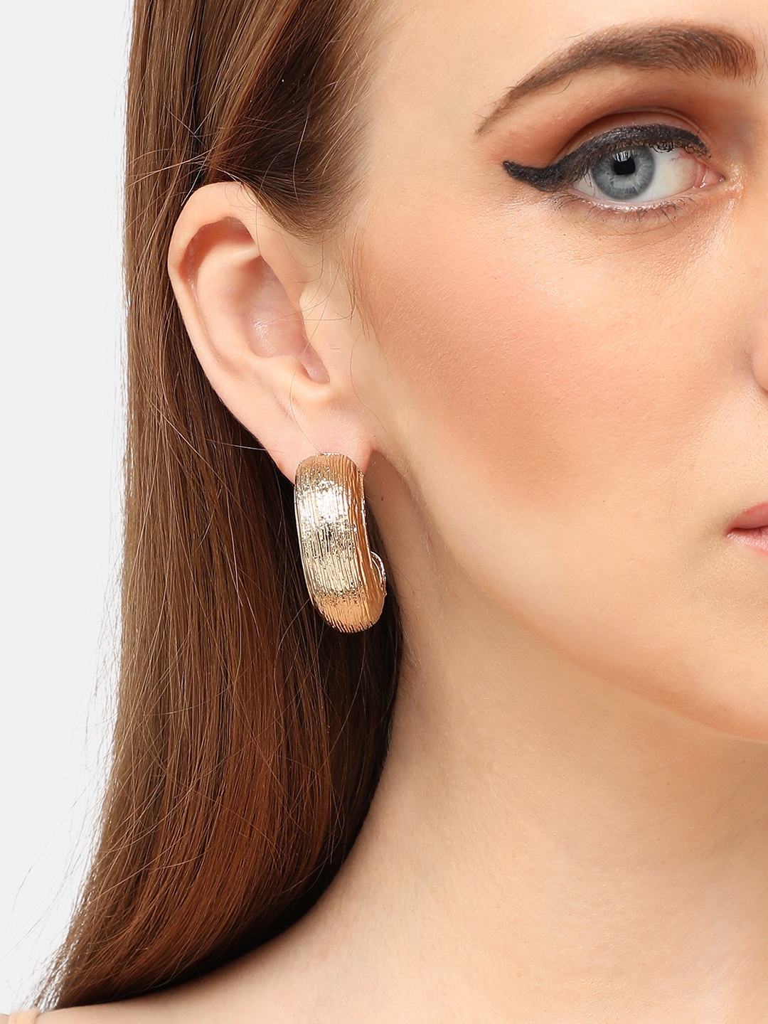 

SOHI Gold-Plated Contemporary Half Hoop Earrings