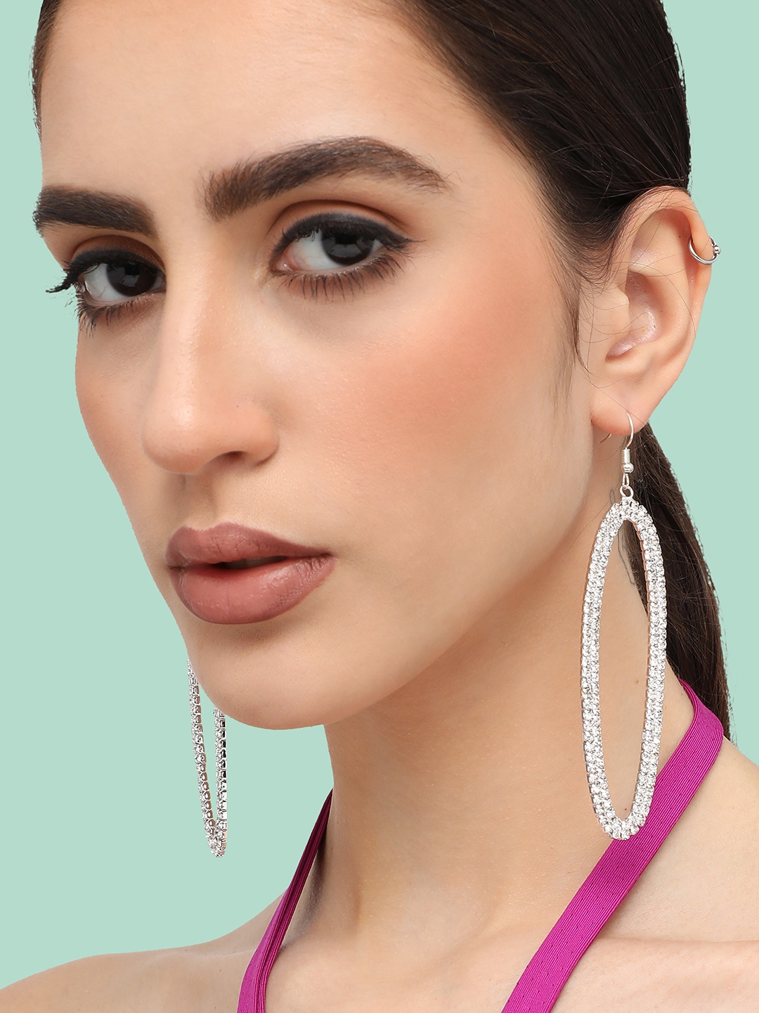 

SOHI Silver-Plated Contemporary Drop Earrings