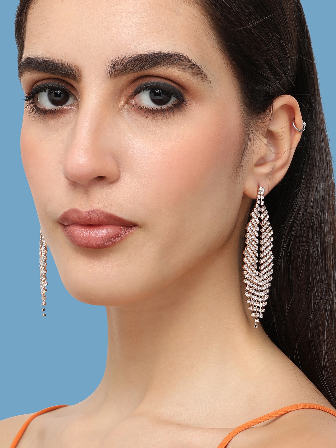 

SOHI Silver-Plated Contemporary Drop Earrings, White