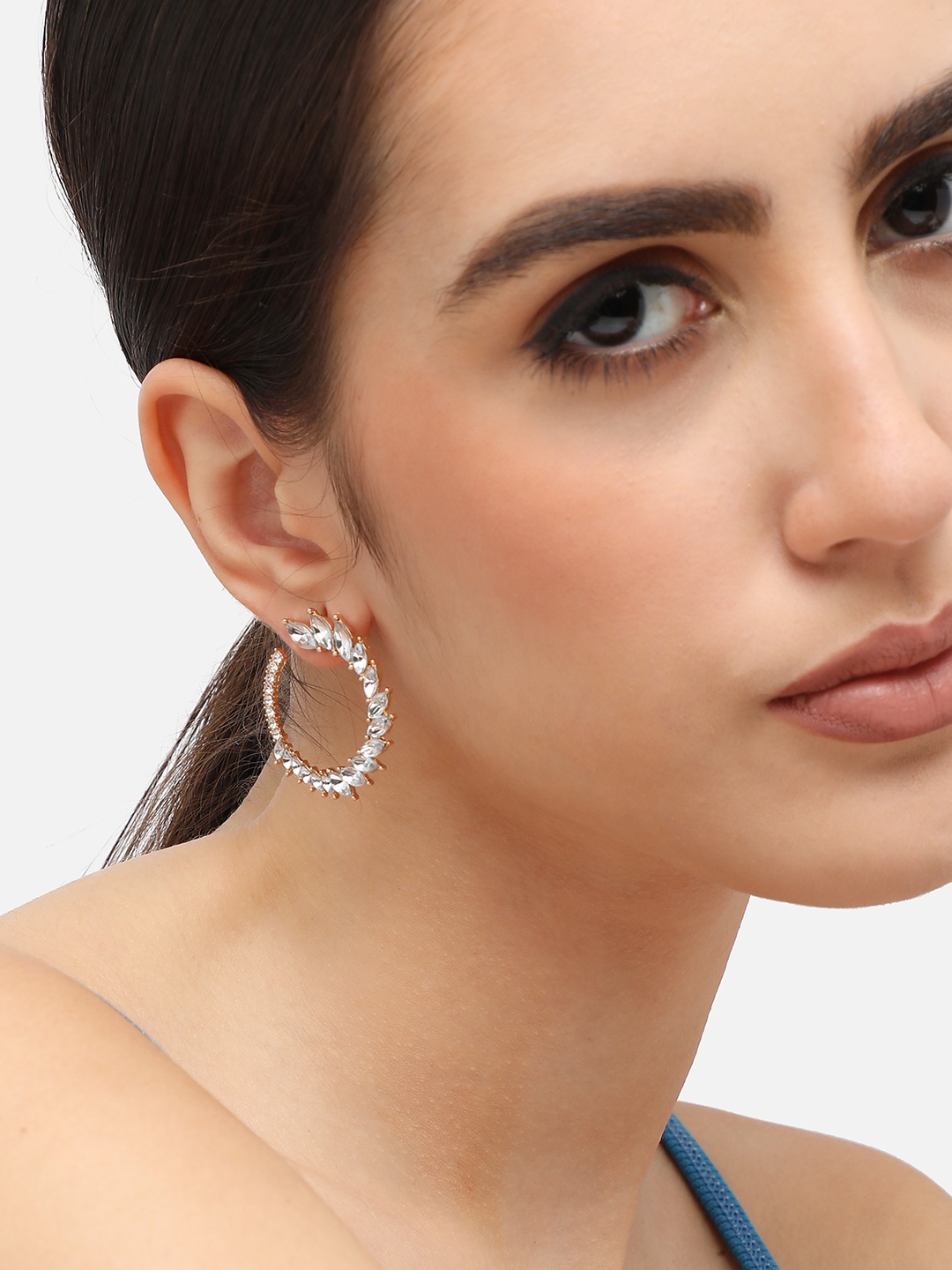 

SOHI Silver-Plated Contemporary Hoop Earrings