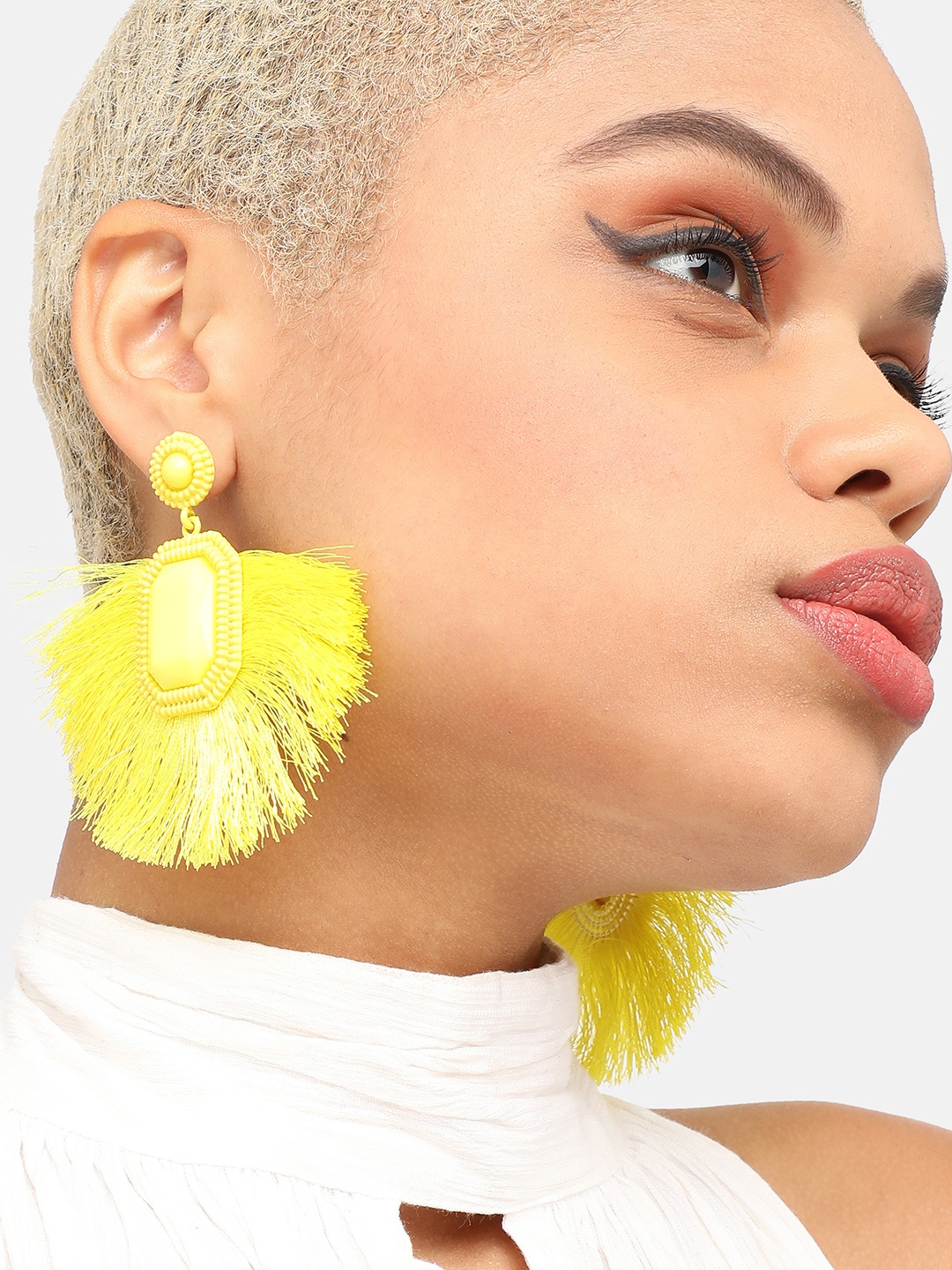 

SOHI Gold-Plated Contemporary Drop Earrings, Yellow