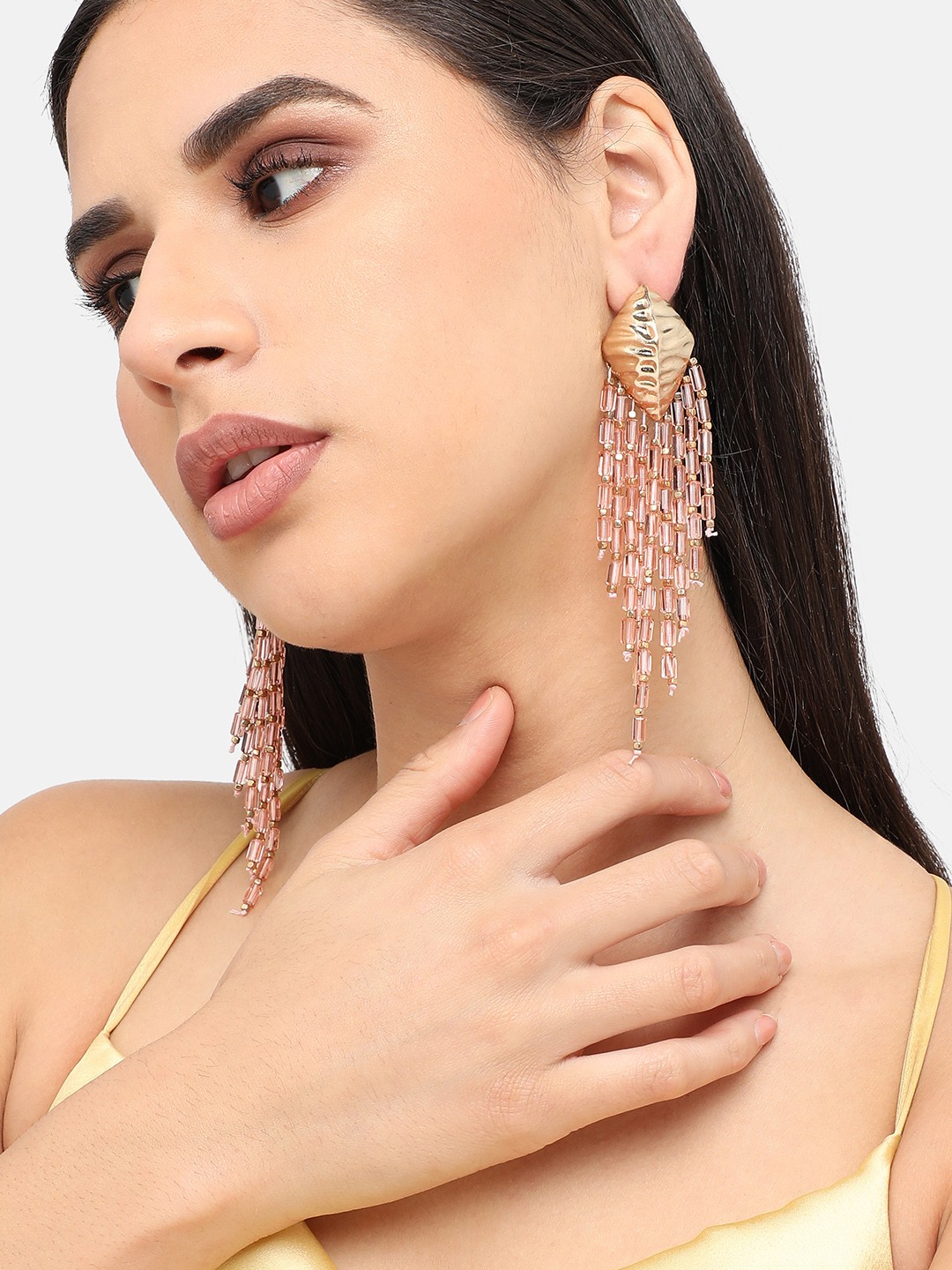 

SOHI Gold-Plated Contemporary Drop Earrings, Rose gold