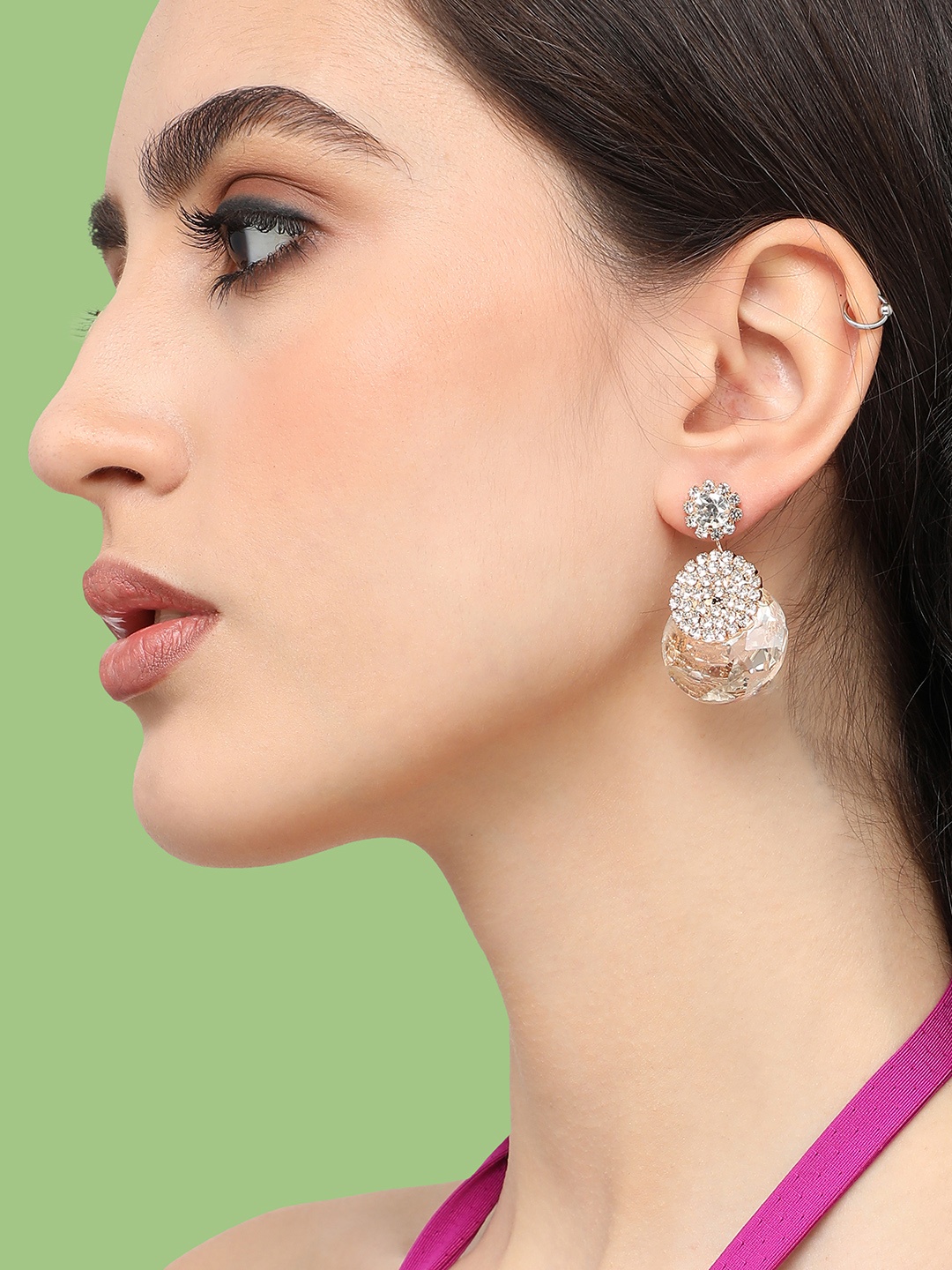 

SOHI Gold-Plated Contemporary Drop Earrings, White