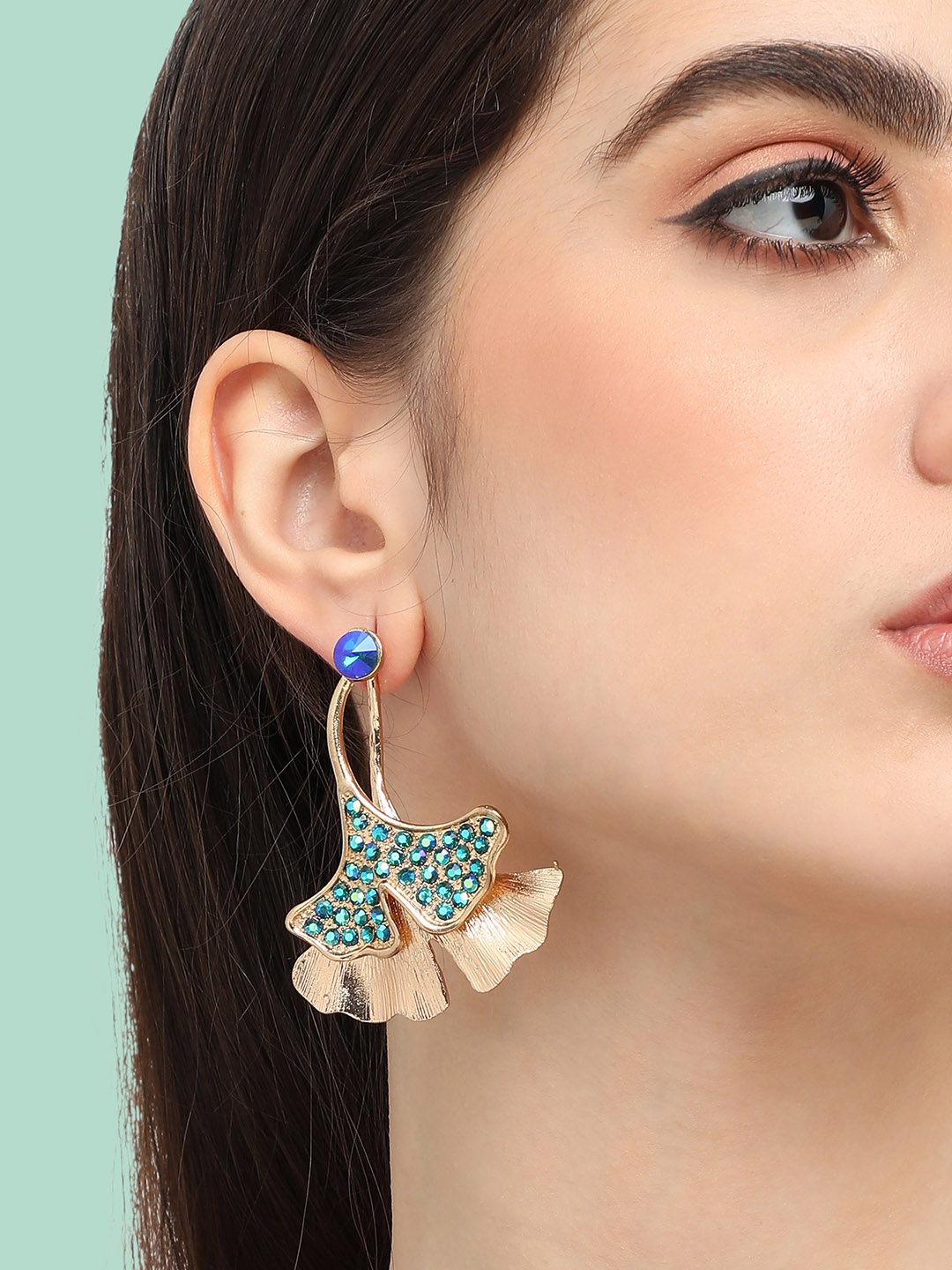 

SOHI Gold-Plated Contemporary Drop Earrings, Blue