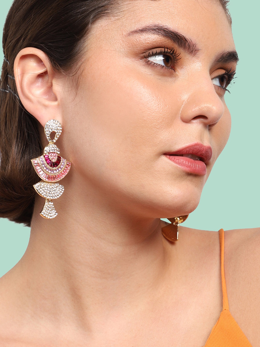 

SOHI Gold Plated Contemporary Drop Earrings, White