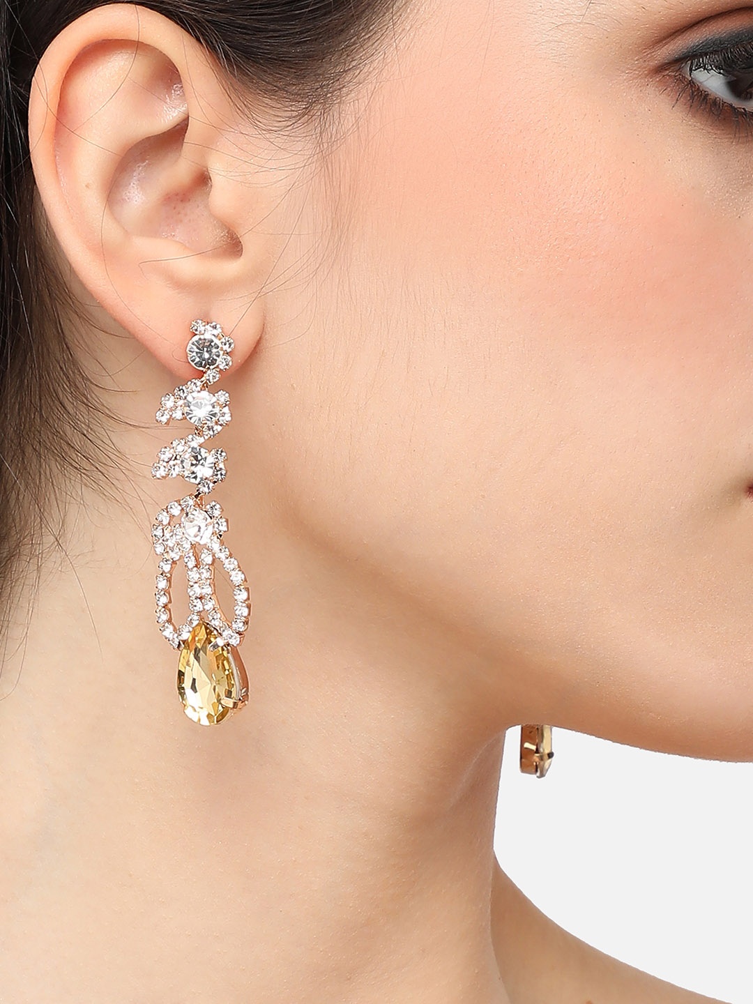 

SOHI Gold-Plated Contemporary Drop Earrings, White