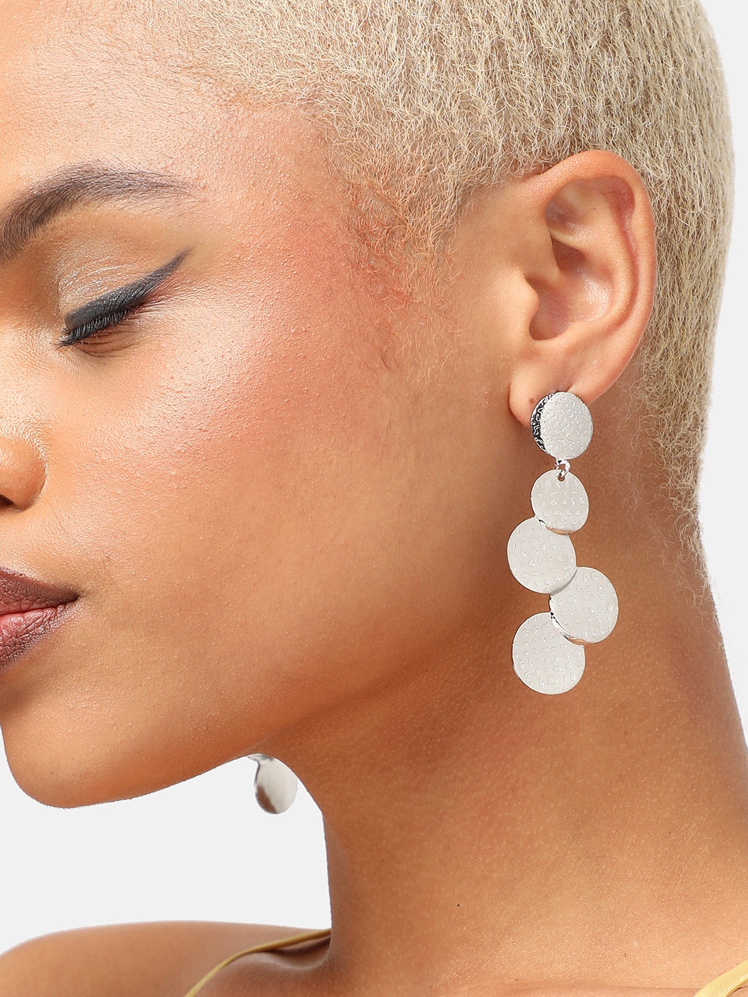 

SOHI Silver-Plated Geometric Drop Earrings
