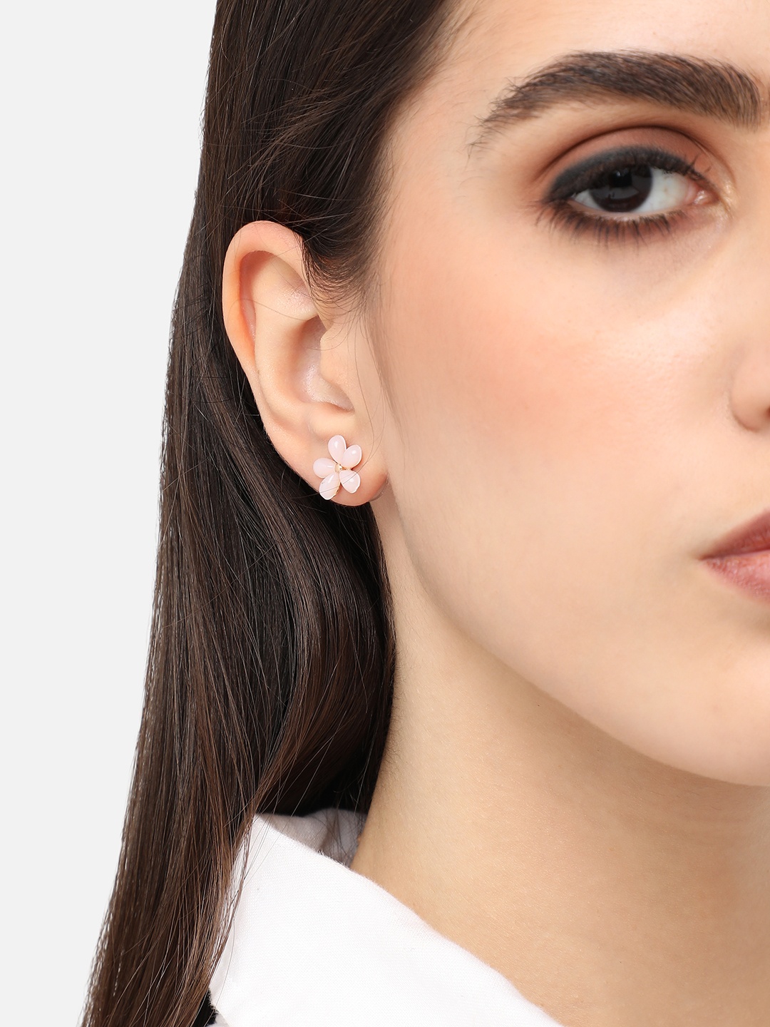 

SOHI Gold-Plated Floral Studs Earrings, Peach