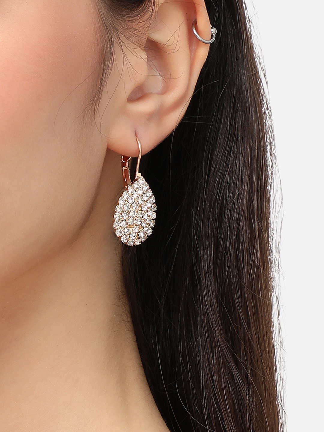 

SOHI Gold-Plated Contemporary Drop Earrings
