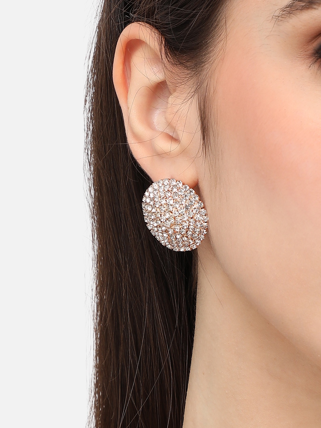 

SOHI Silver-Plated Contemporary Studs Earrings, White