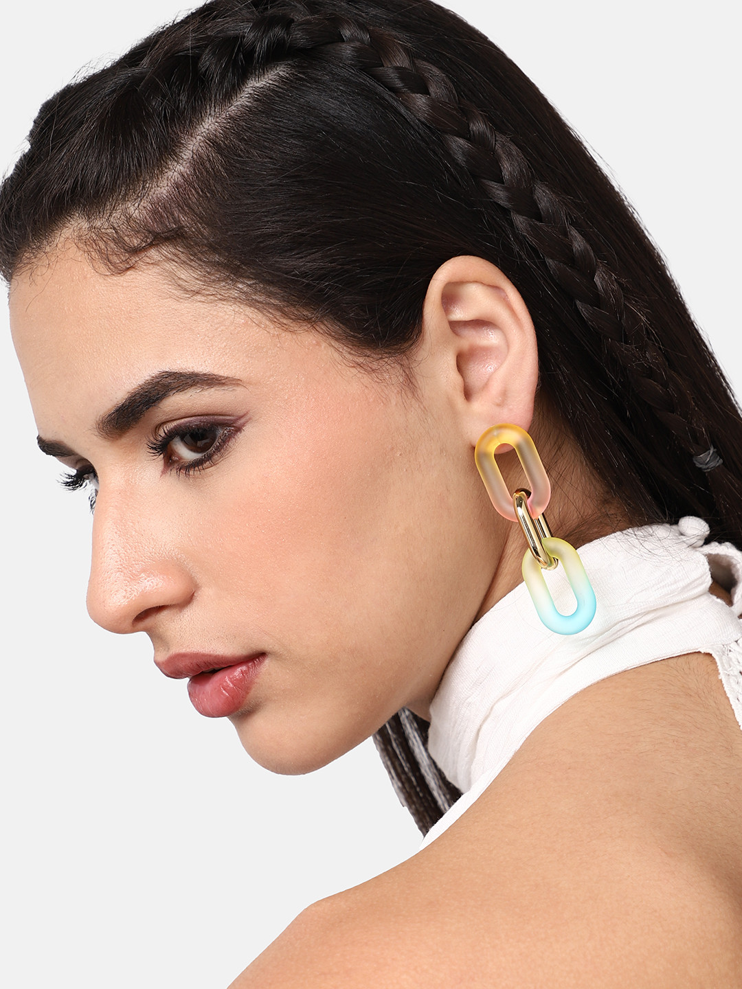

SOHI Gold-Plated Contemporary Drop Earrings, Yellow