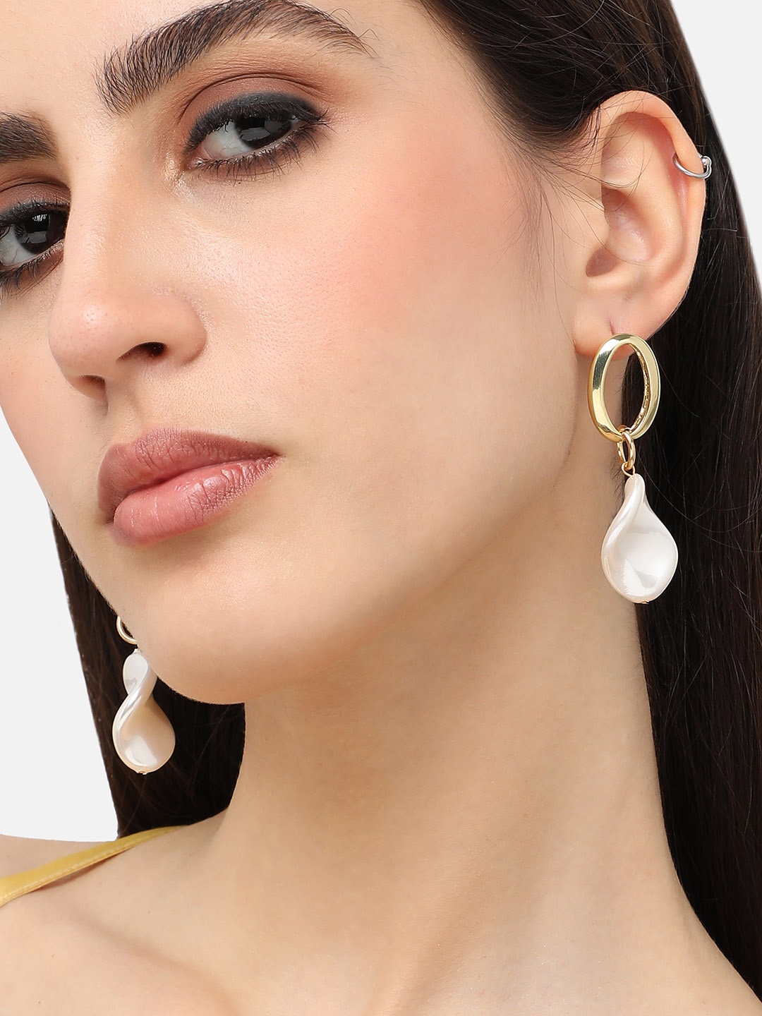 

SOHI Gold Plated Contemporary Drop Earrings, Silver