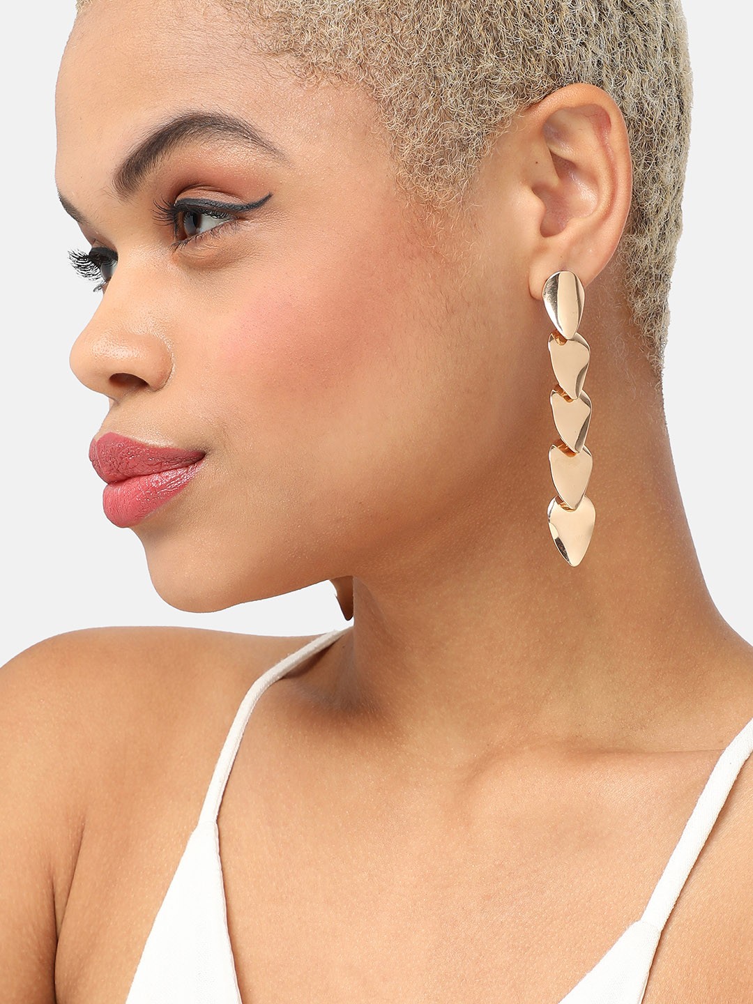 

SOHI Gold-Plated Contemporary Drop Earrings