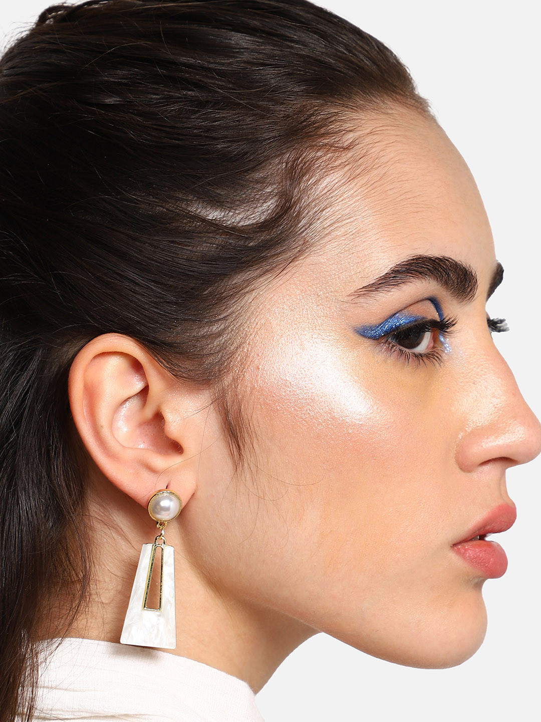 

SOHI Gold-Plated Contemporary Drop Earrings, Beige