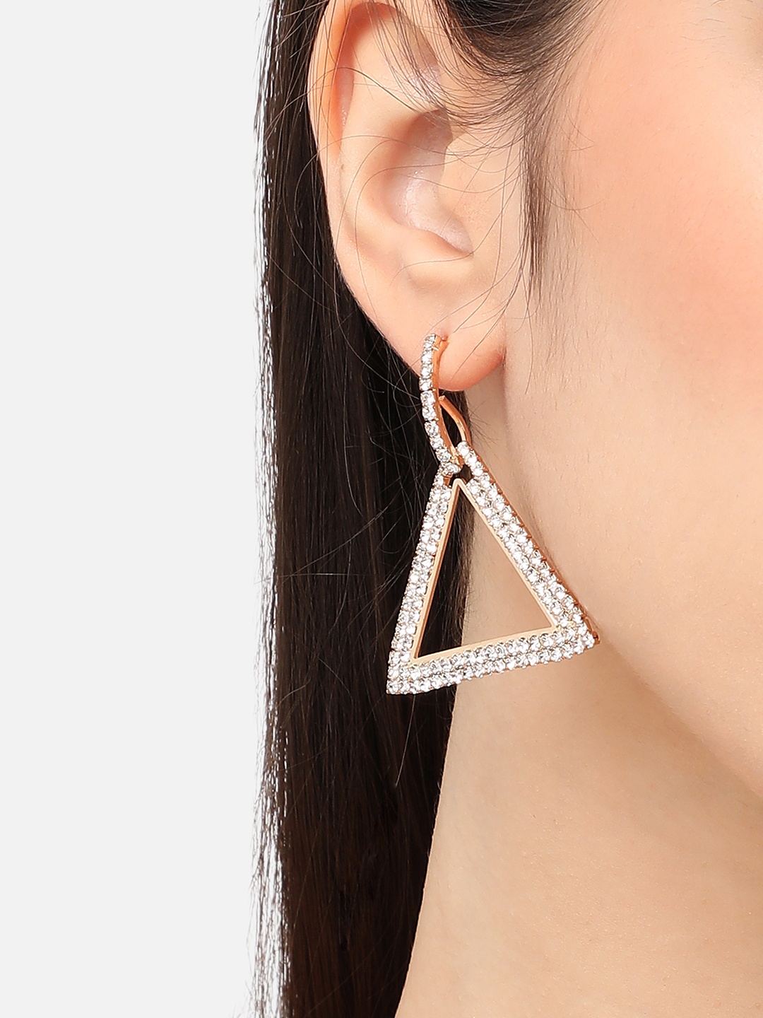 

SOHI Silver Plated Triangular Drop Earrings, White