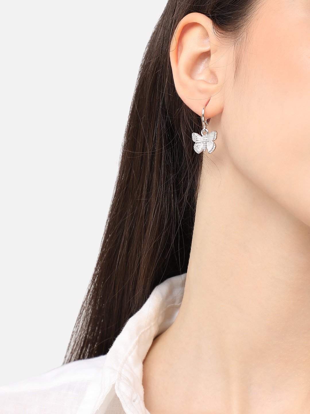 

SOHI Silver-Plated Contemporary Drop Earrings