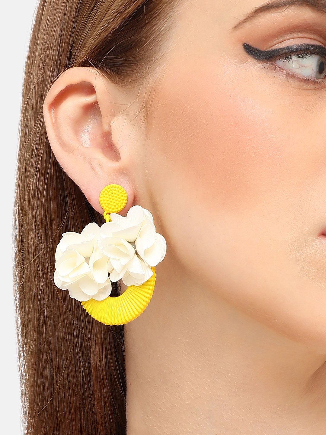

SOHI Gold-Plated Contemporary Drop Earrings, Yellow