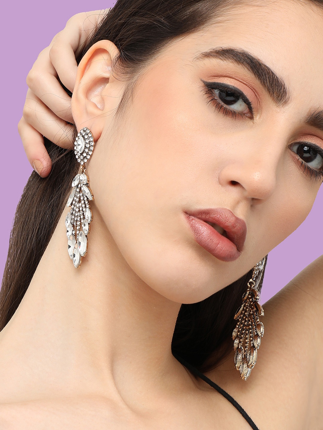 

SOHI Silver-Toned Contemporary Drop Earrings