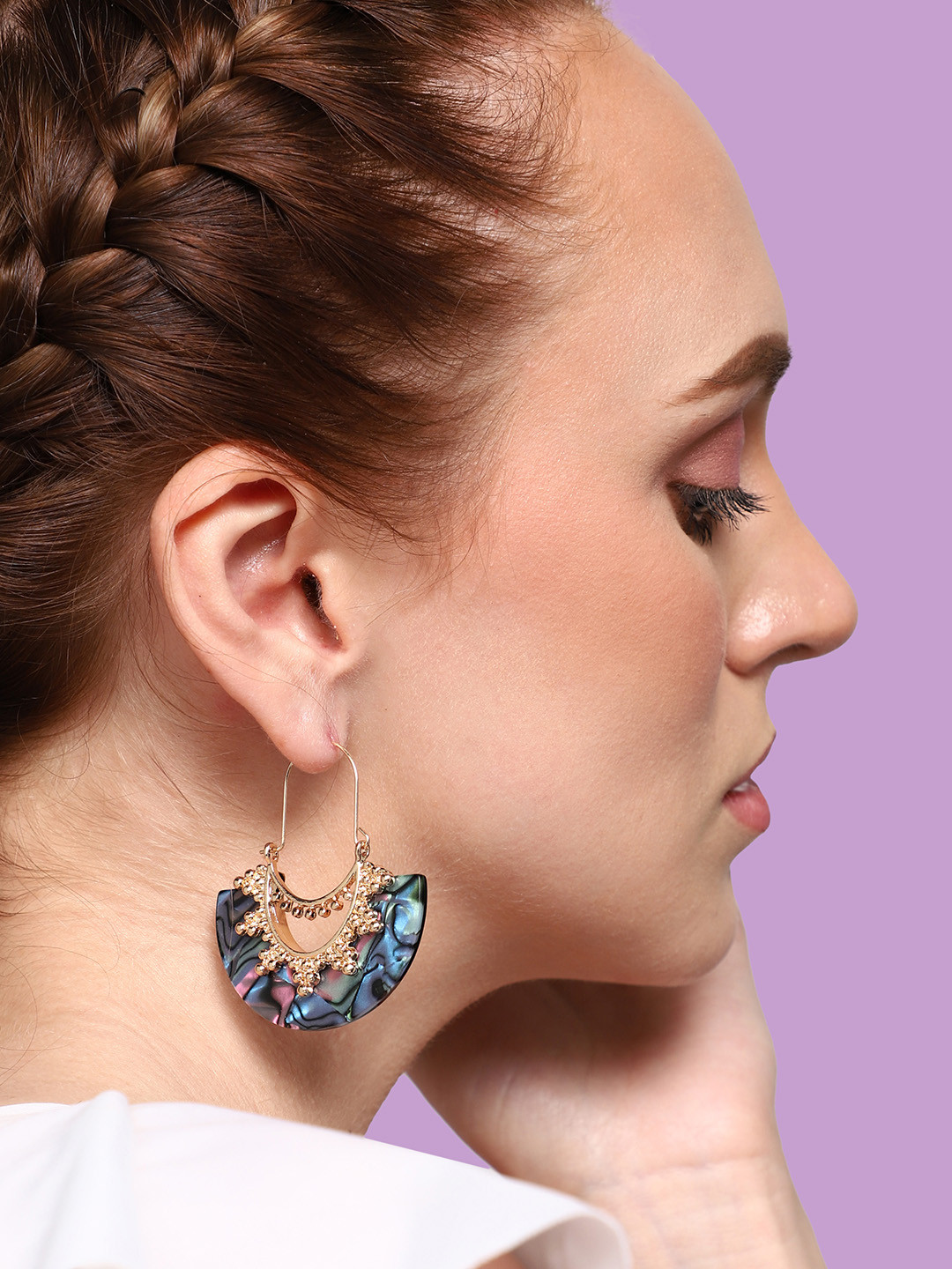 

SOHI Gold-Plated Contemporary Hoop Earrings, Blue