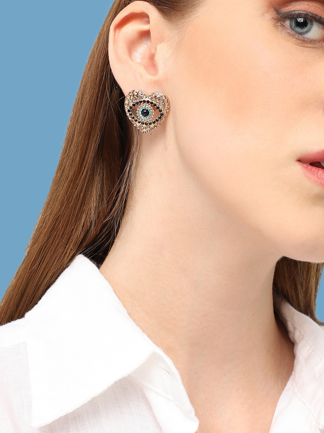 

SOHI Gold-Plated Contemporary Studs Earrings