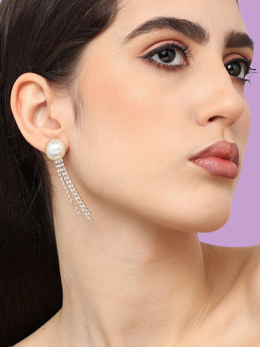 

SOHI Gold-Plated Contemporary Drop Earrings