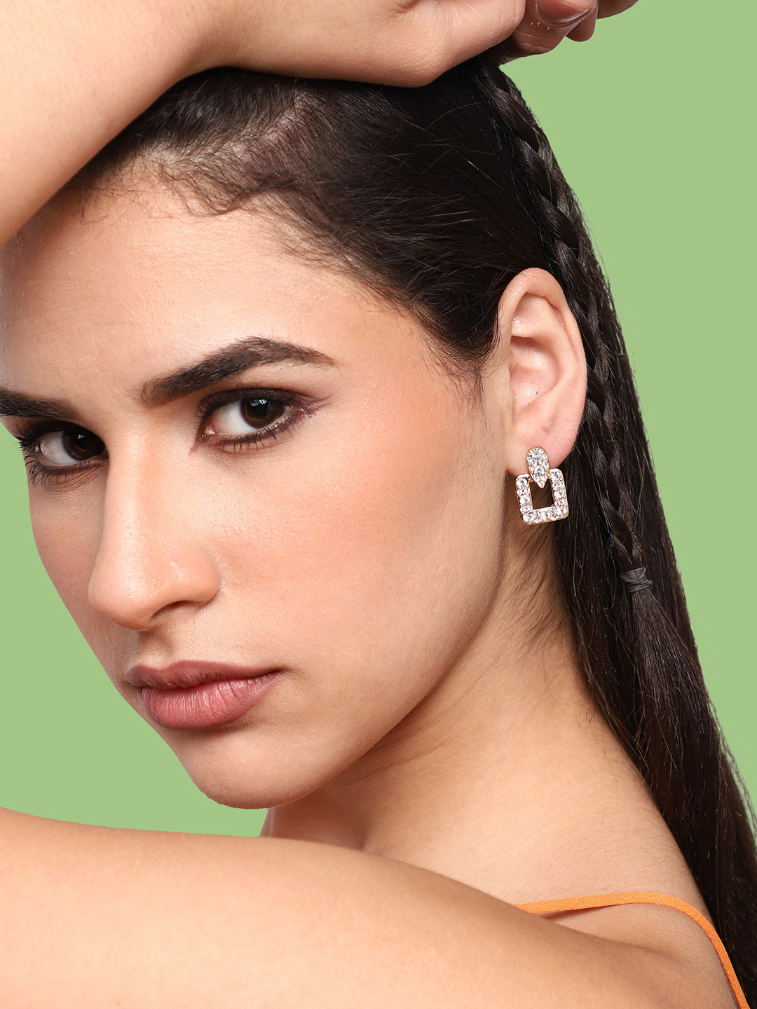 

SOHI Gold-Plated Contemporary Studs Earrings