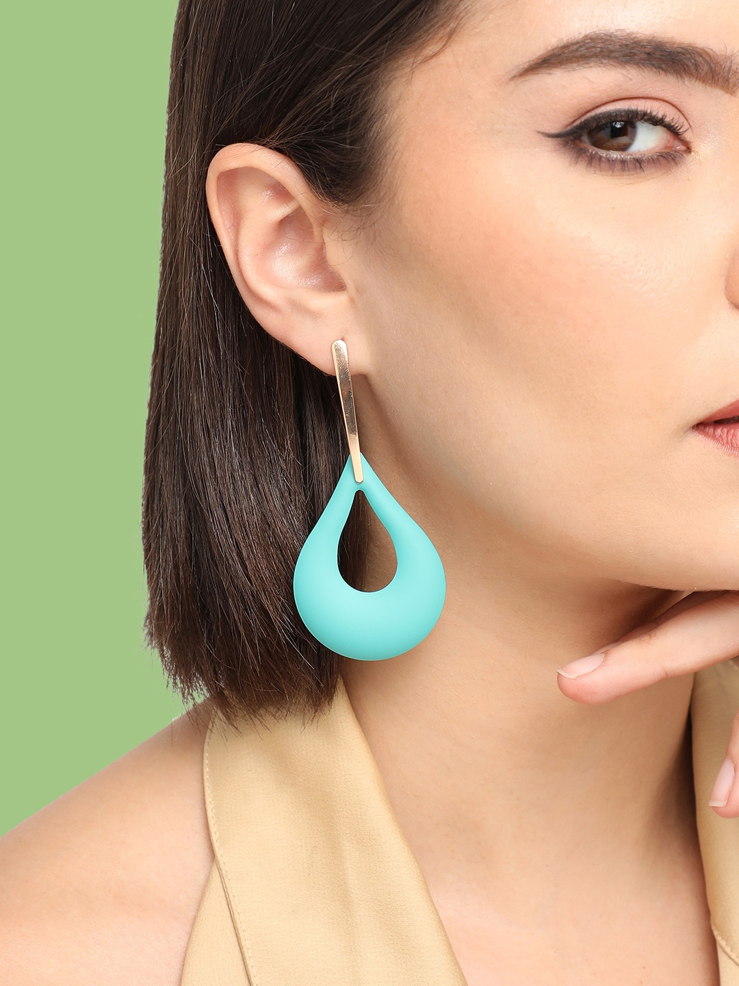 

SOHI Gold-Plated Teardrop Shaped Drop Earrings, Blue
