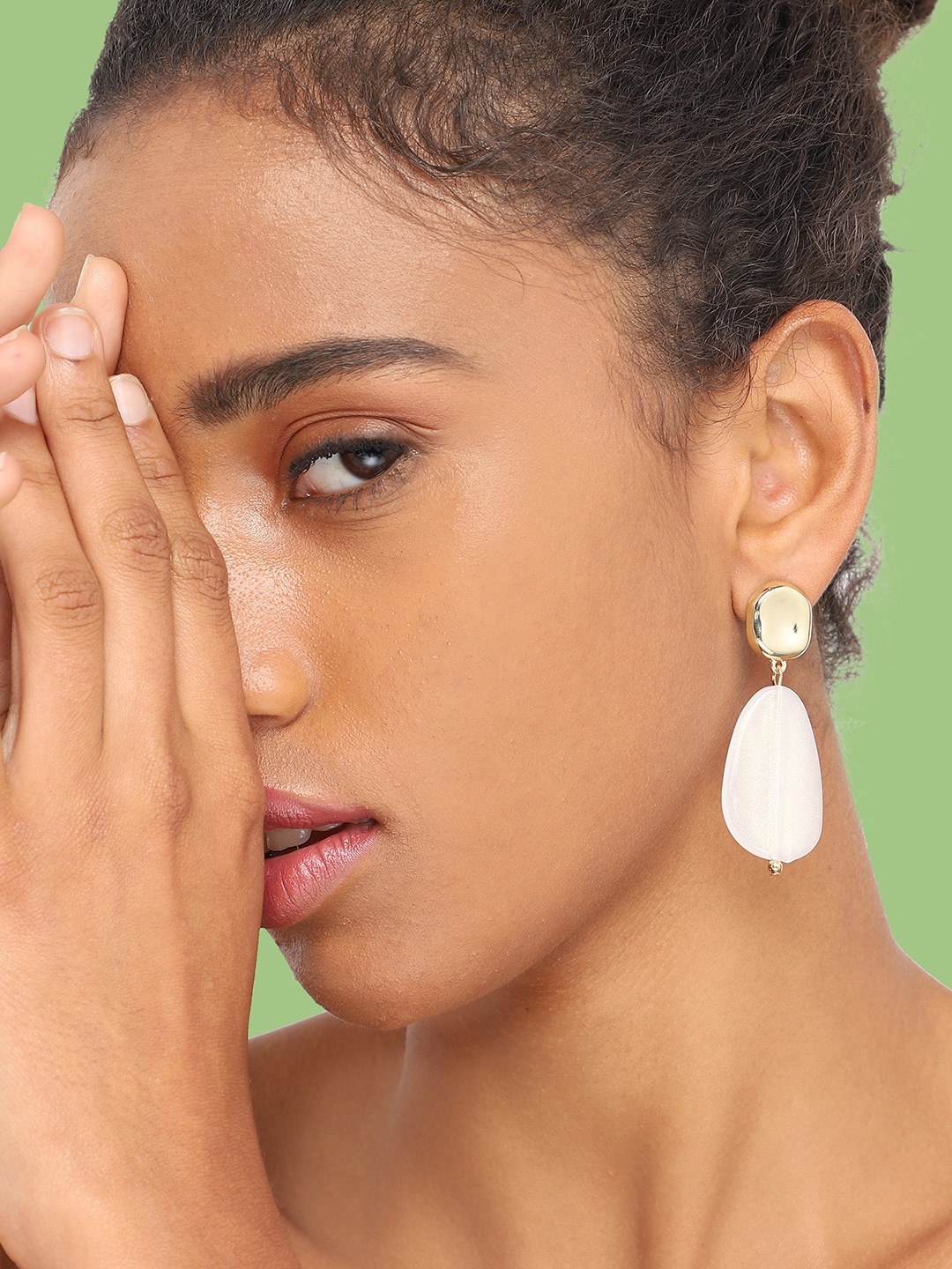 

SOHI Gold-Plated Contemporary Drop Earrings, Silver