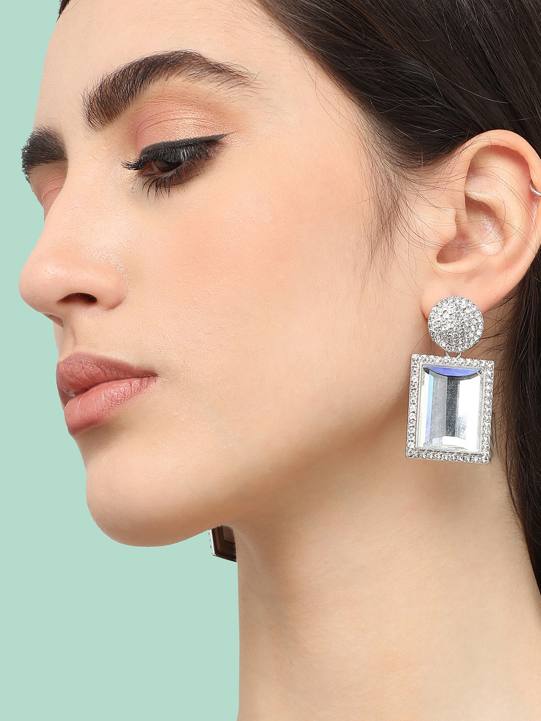 

SOHI Silver Plated Contemporary Drop Earrings
