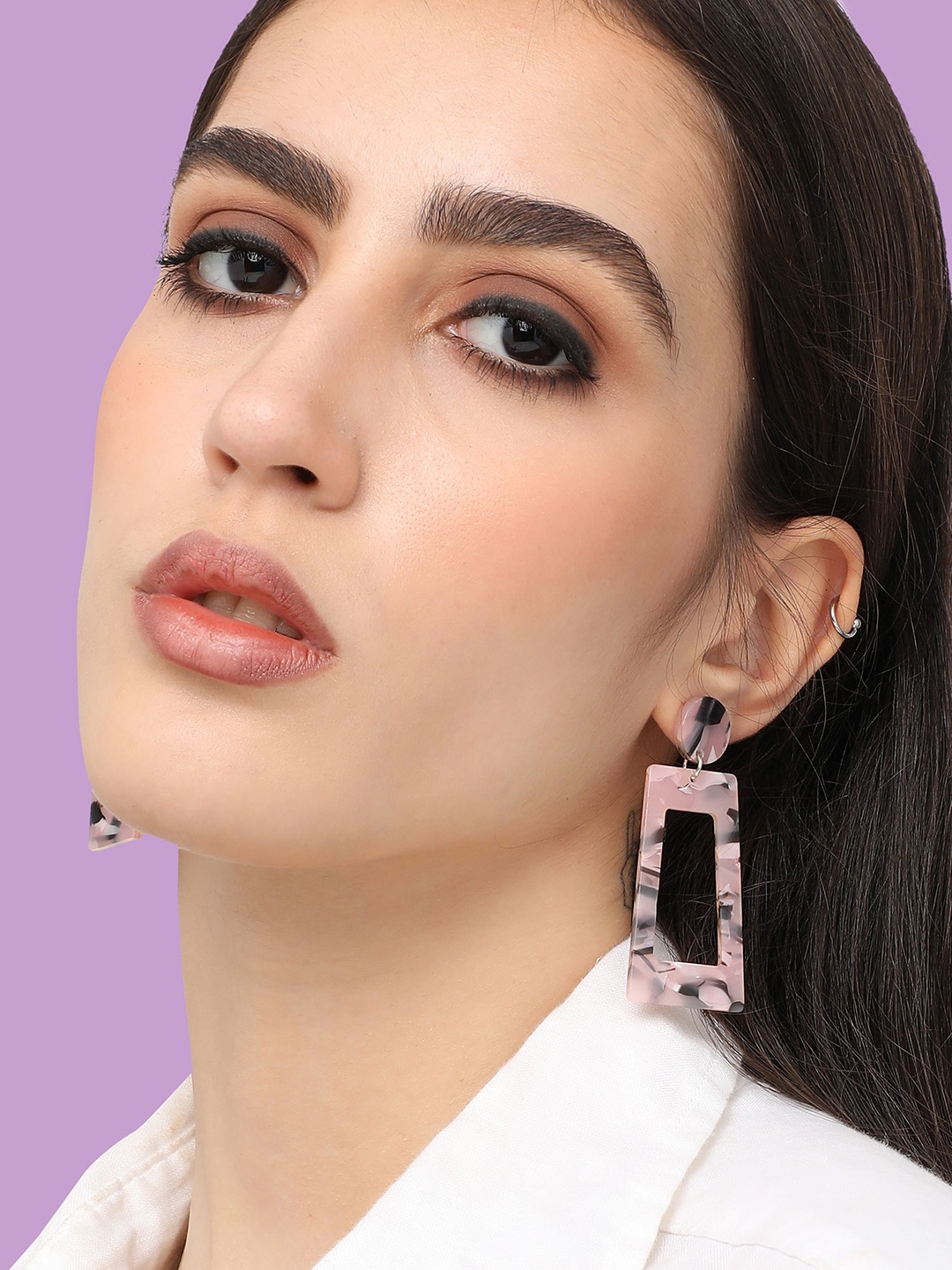 

SOHI Gold-Plated Contemporary Drop Earrings, Pink