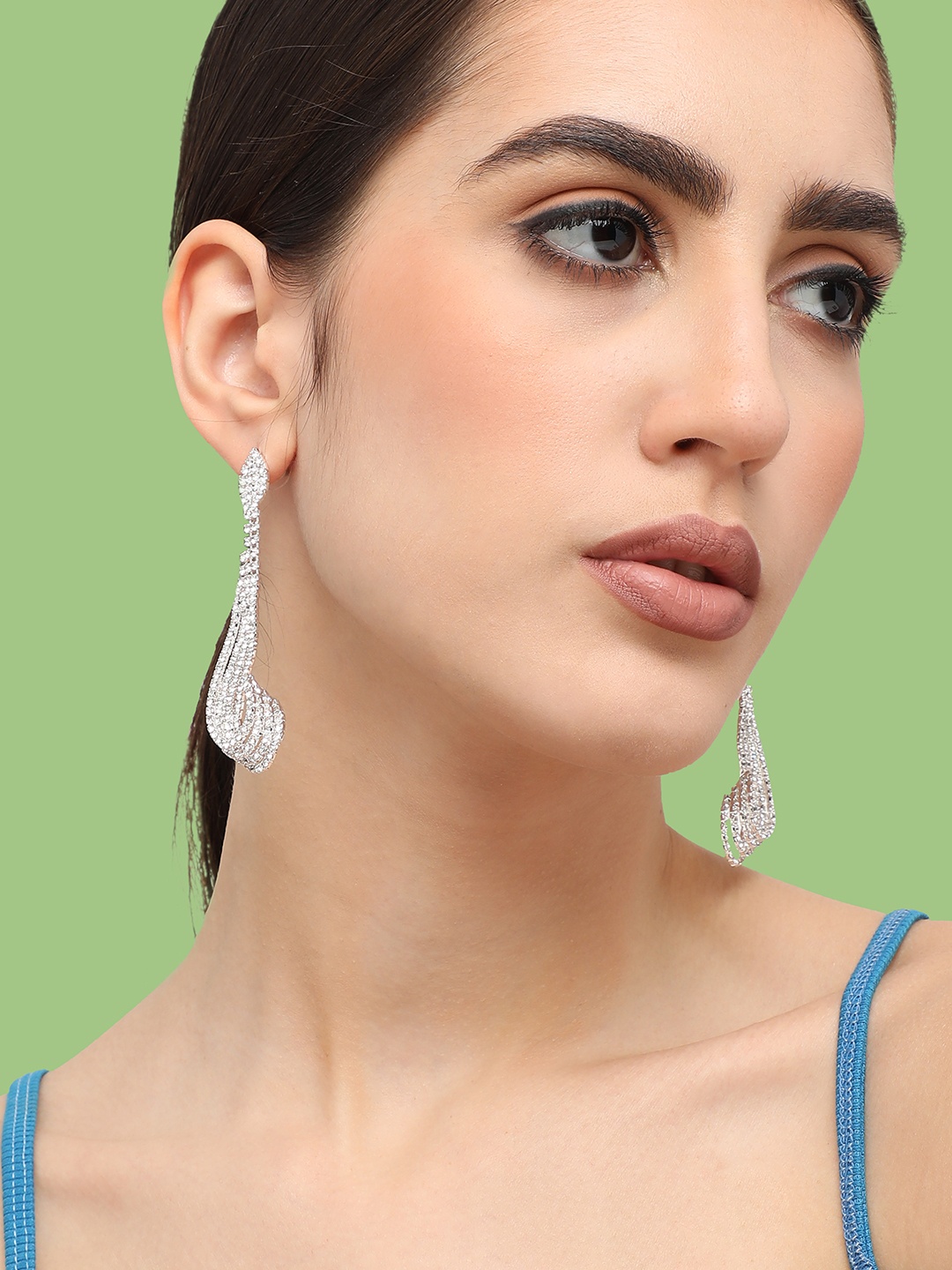 

SOHI Silver-Plated Contemporary Drop Earrings