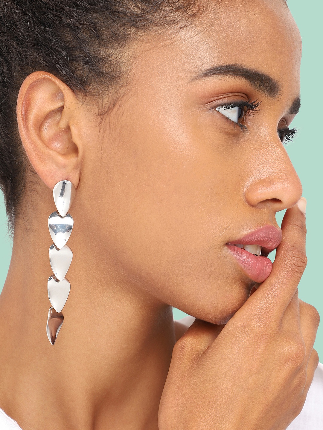 

SOHI Silver-Plated Contemporary Drop Earrings