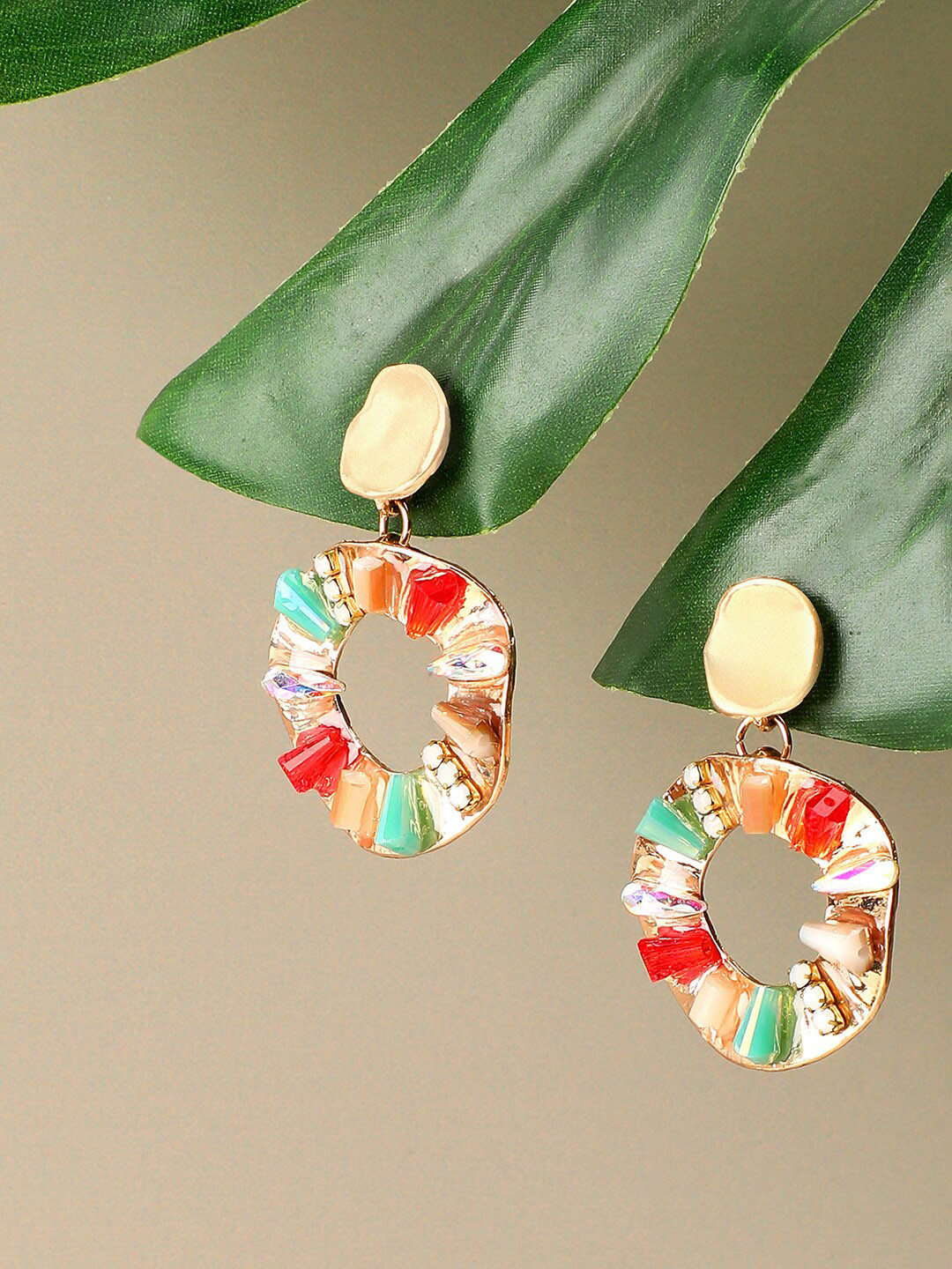 

SOHI Gold Plated Contemporary Drop Earrings