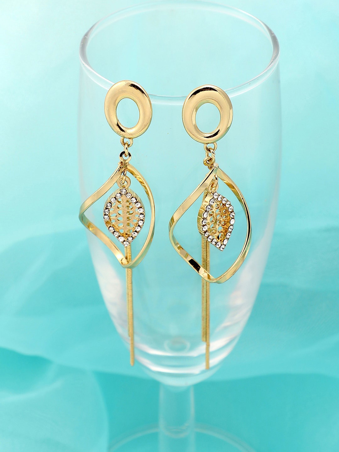 

SOHI Gold-Plated Contemporary Drop Earrings