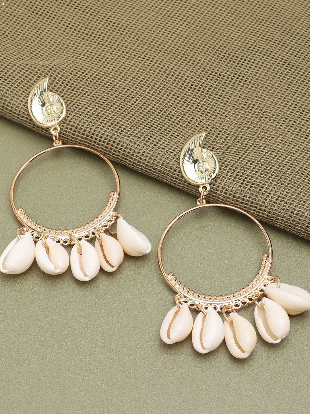 

SOHI Gold-Plated Contemporary Drop Earrings, Peach