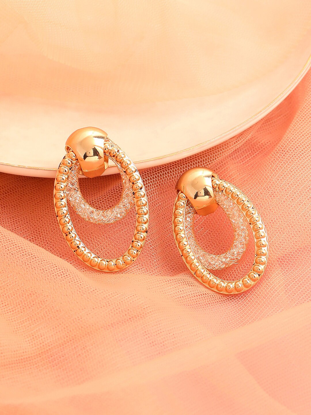 

SOHI Gold-Plated Contemporary Drop Earrings