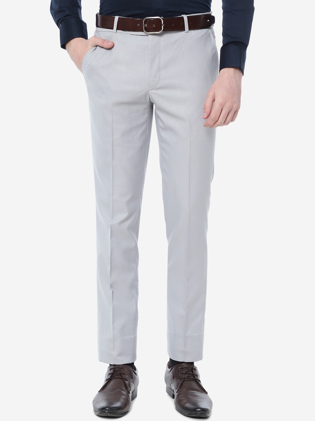 

Greenfibre Men Slim Fit Formal Trousers, Grey