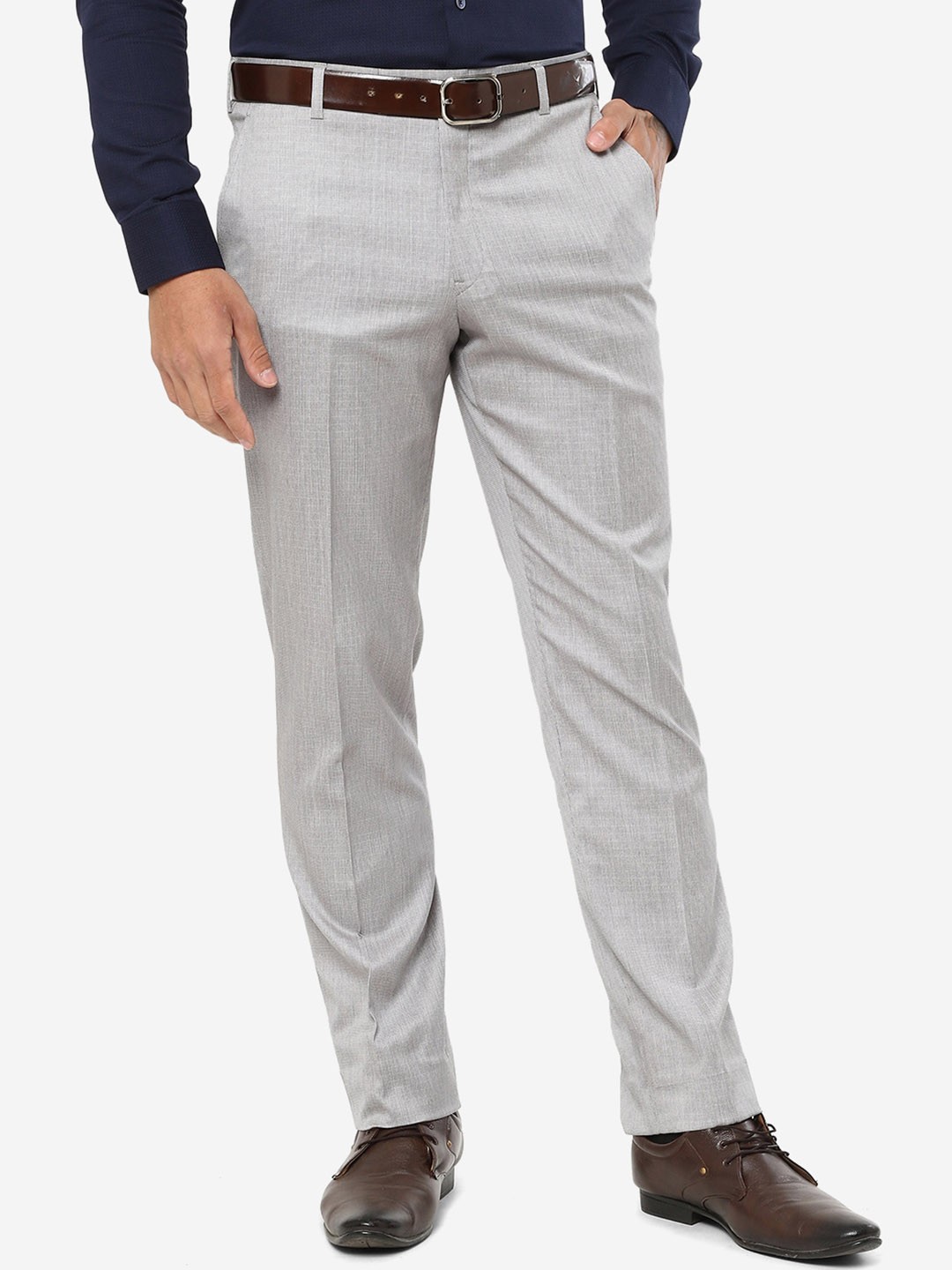 

JADE BLUE Men Mid-Rise Formal Trousers, Grey