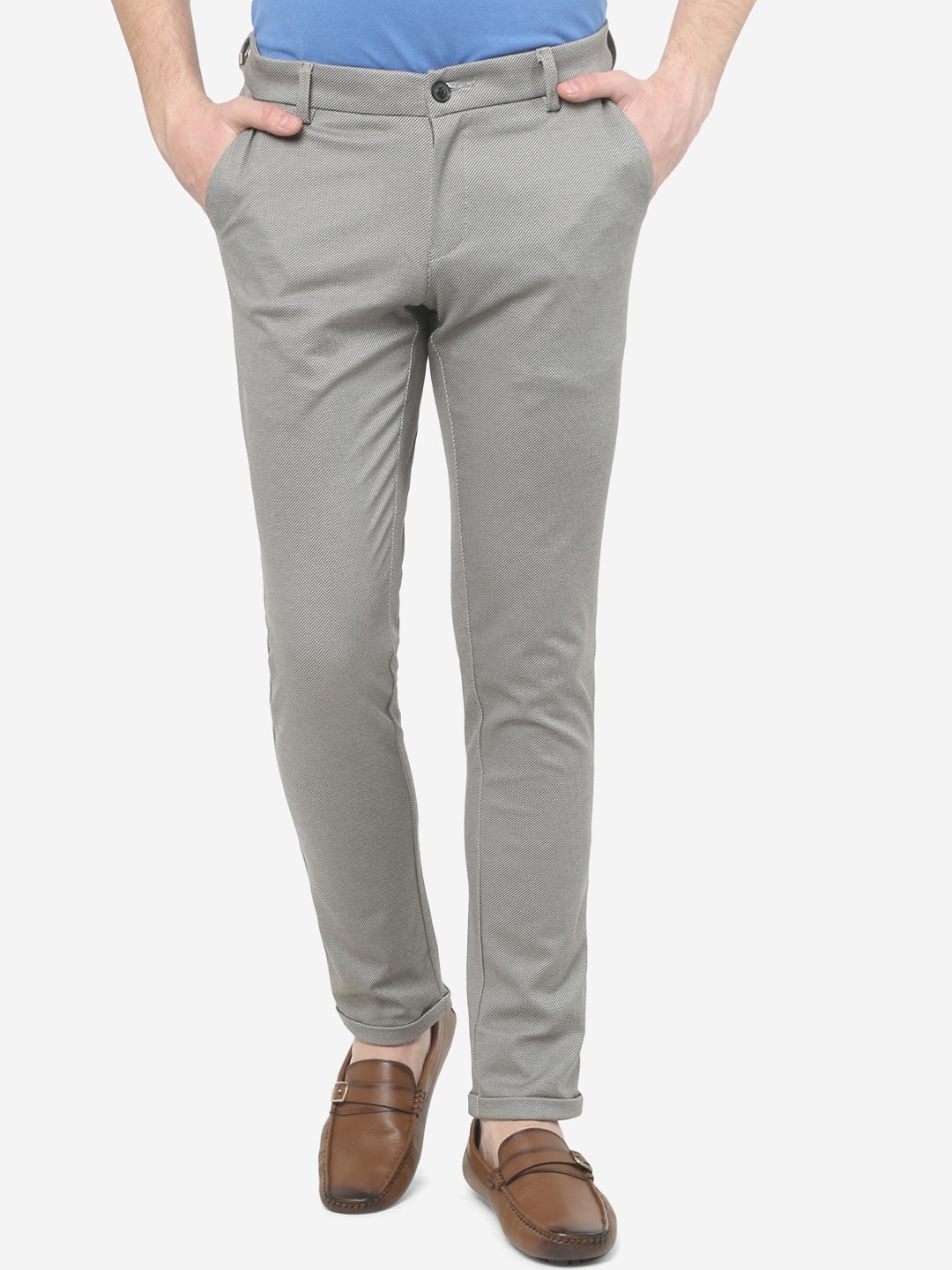 

JADE BLUE Men Slim Fit Chinos Trousers, Grey