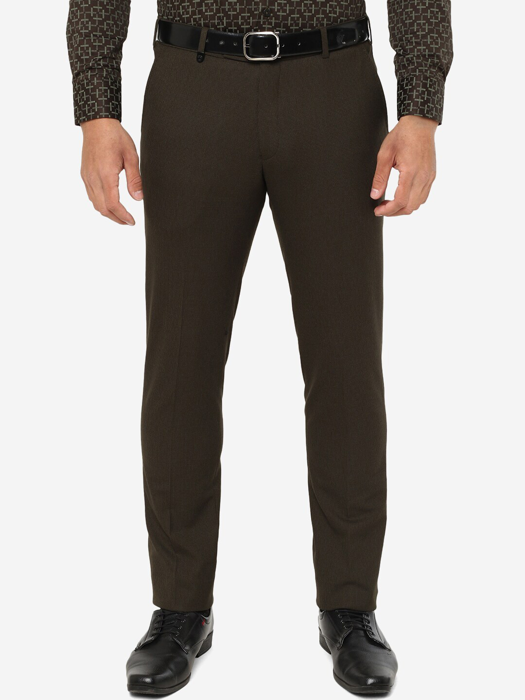 

JADE BLUE Men Slim Fit Formal Trousers, Brown