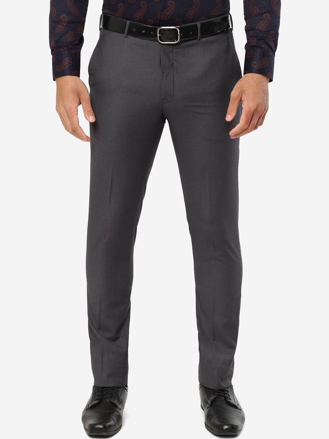 

METAL Men Slim Fit Formal Trouser, Grey