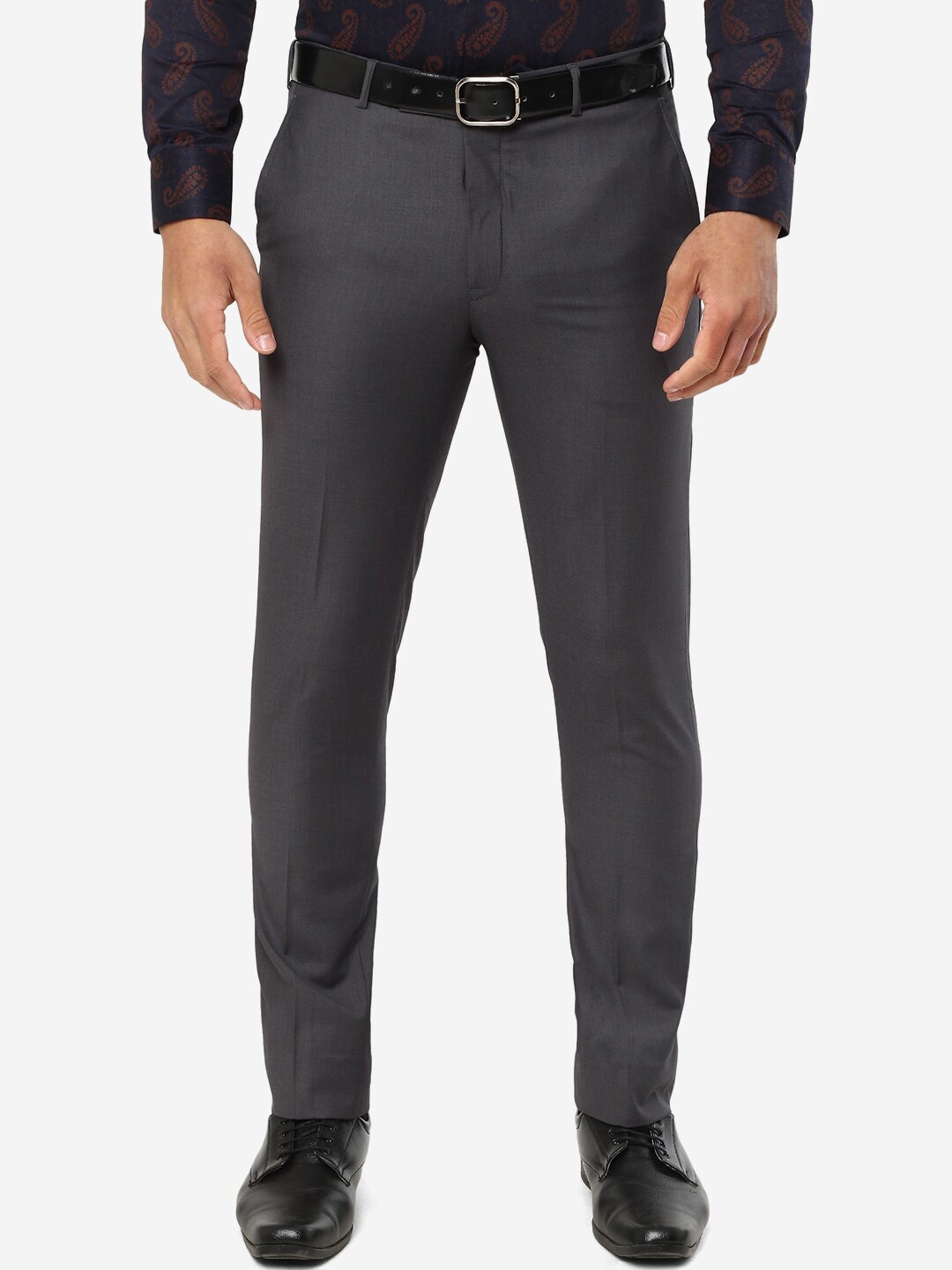 

METAL Men Slim Fit Formal Trouser, Grey
