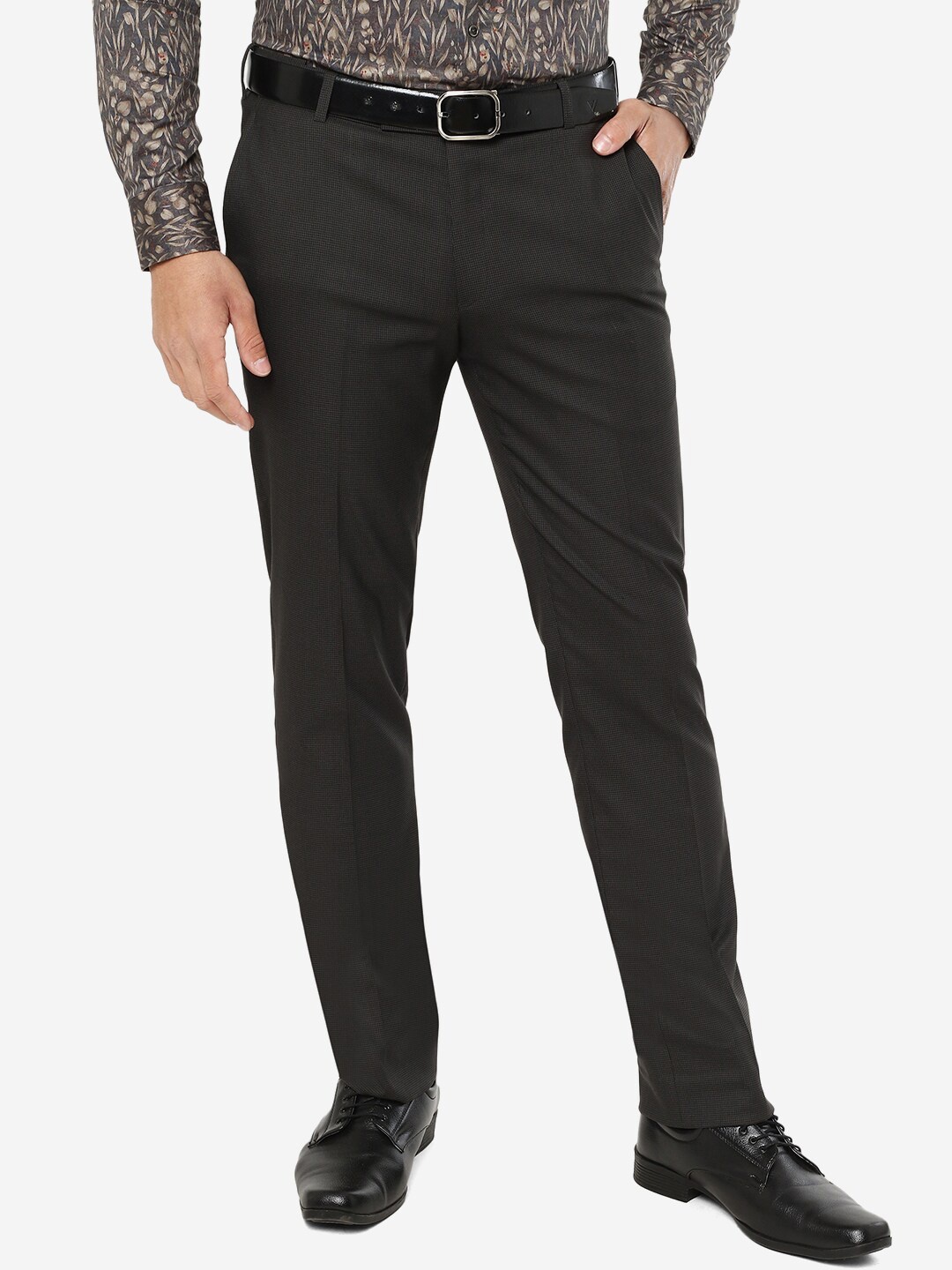 

METAL Men Slim Fit Formal Trouser, Brown