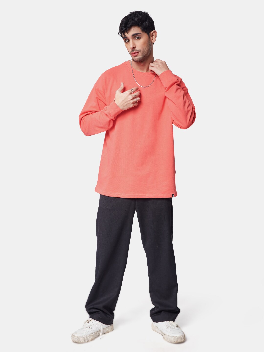 

The Souled Store Oversized Drop-Shoulder sleeves Pure Cotton Oversized T-Shirt, Pink