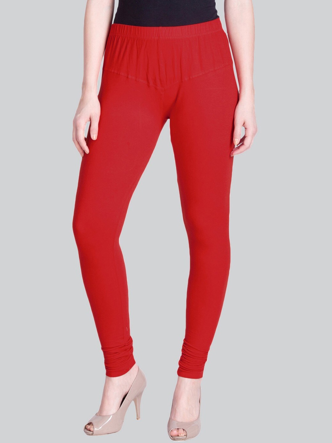 

LYRA Premium Cotton Lycra 4 Way Stretch Bio Wash Churidar-Length Leggings, Red