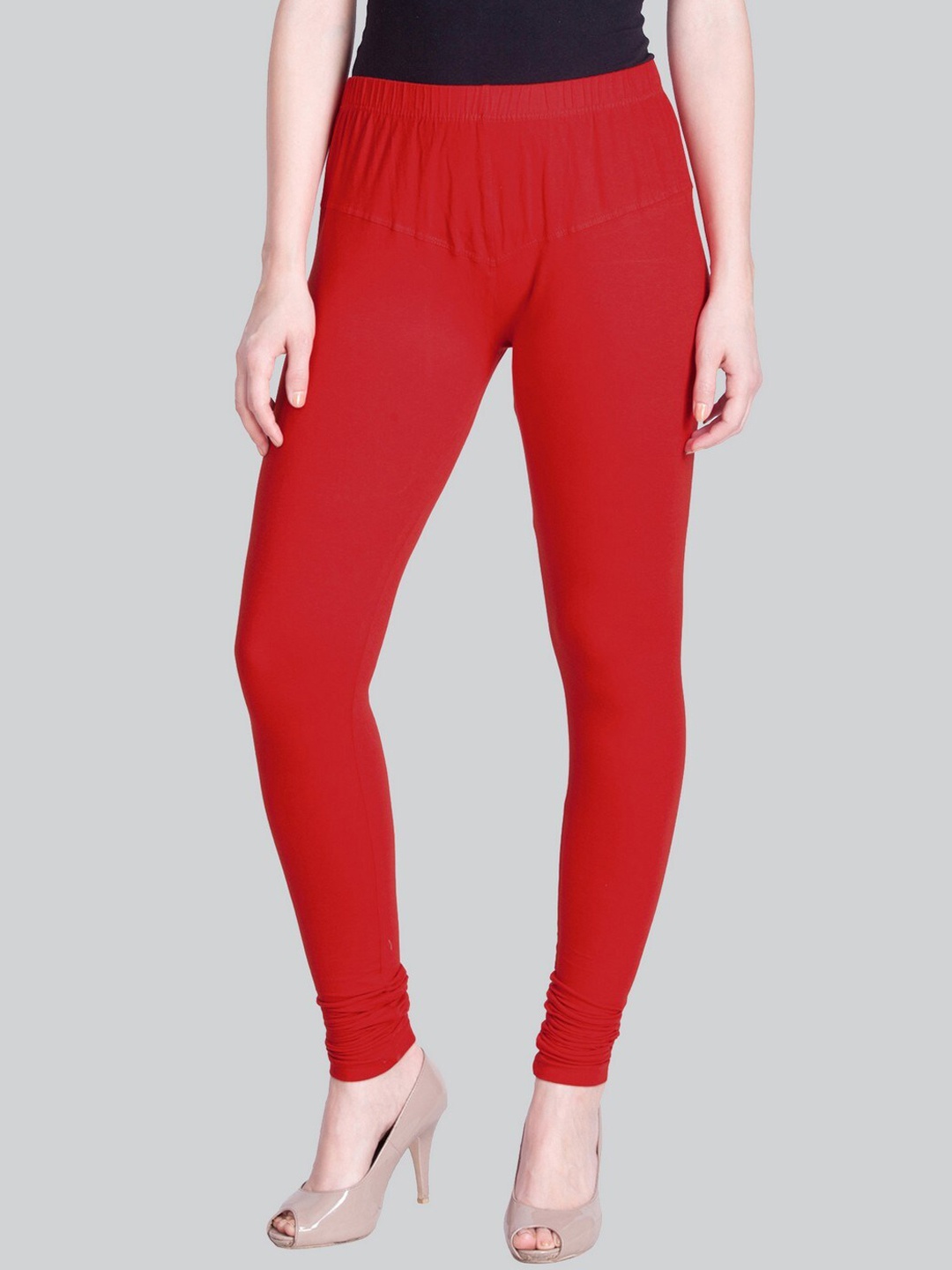 

LYRA Cotton Lycra Churidar Length Leggings, Red